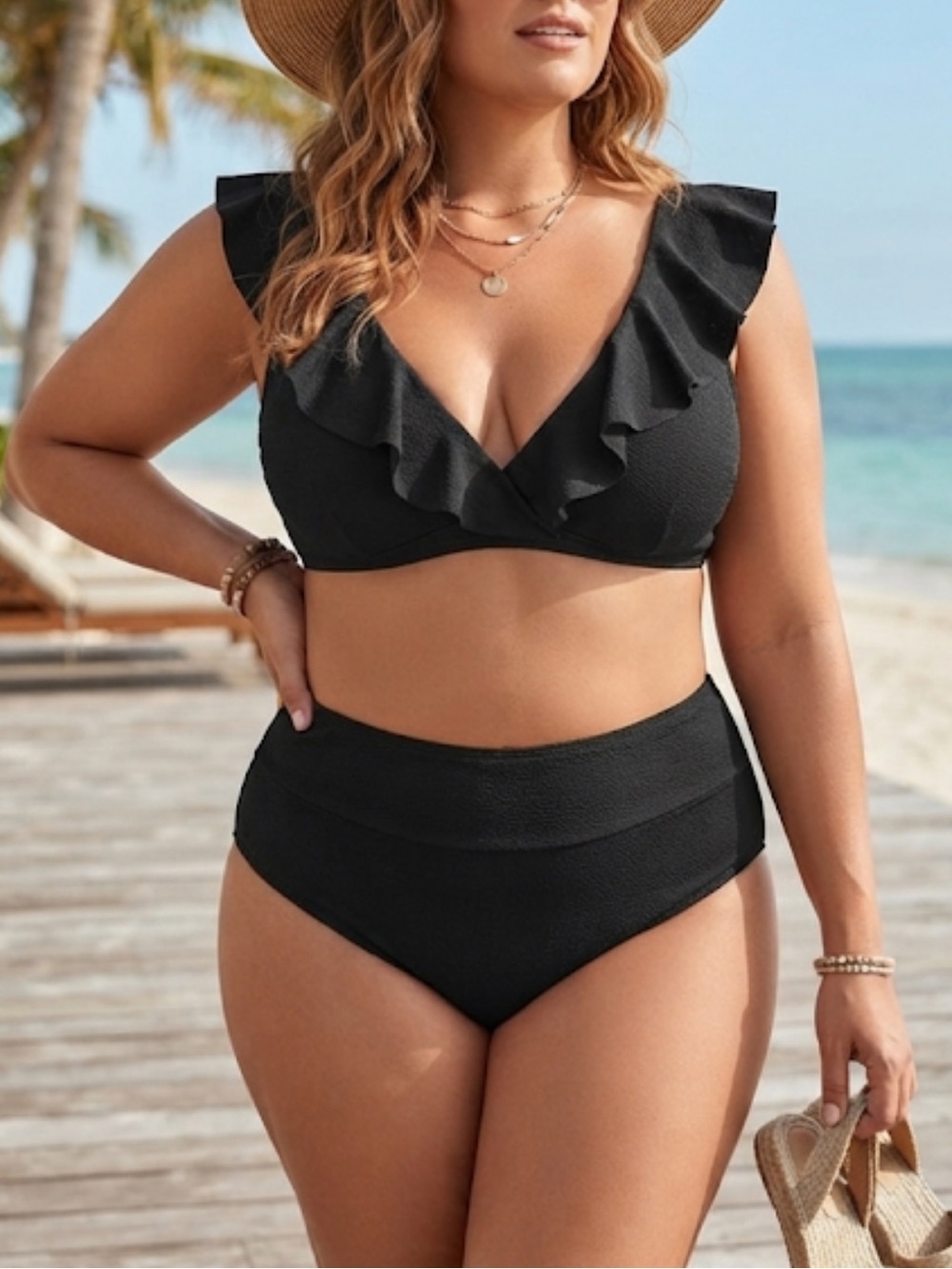 NWT Cupshe Black Bikini Top Plus Size 1X